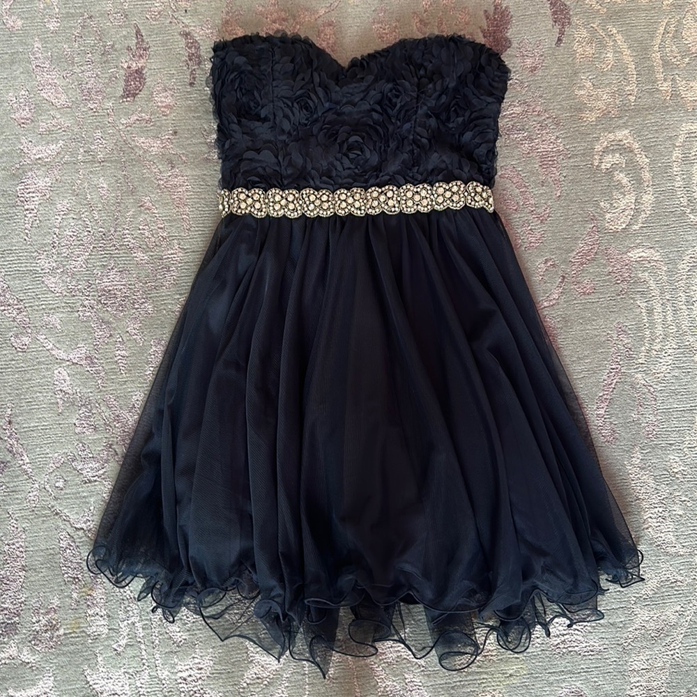 Size 5 Navy Blue Strapless Dress